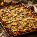 Scarpaccia de courgettes recette italienne croustillante au parmesan, gros plan