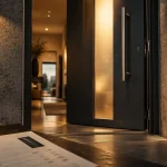 Porte d entrée alu anthracite, vitrage dépoli pour lumière douce et sécurité 3 points